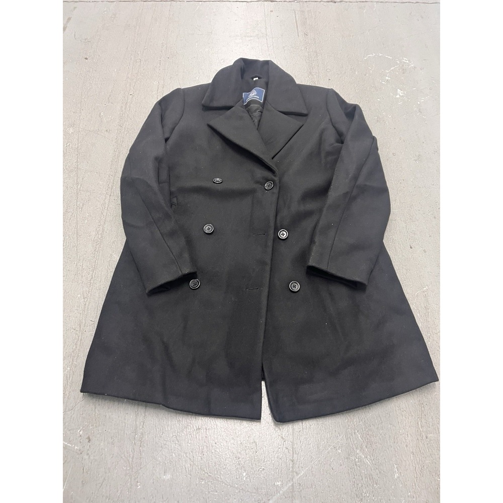 The‎ Wool Makers Black Double-Breasted Wool Coat  Medium Size Classic Style